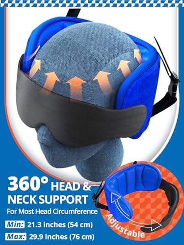 Sarisun Travel Pillow with Eye Mask and Head Strap - Black