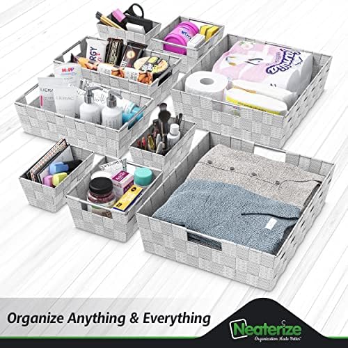 NEATERIZE 9-Piece Grey Storage Baskets Set