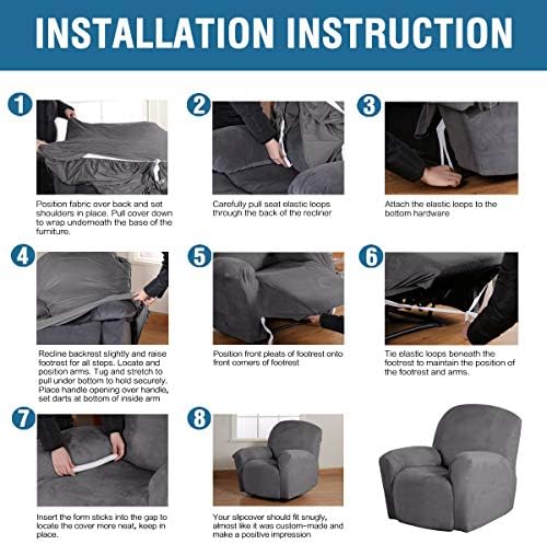 HVERSAILTEX Velvet Plush Recliner Chair Cover 1-Piece