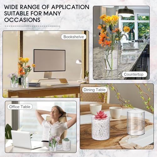 Vesici 20 Pcs Clear Plastic Cylinder Vases 4 Inch