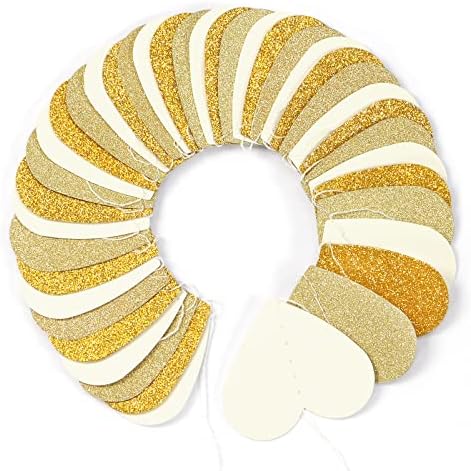 White Gold Champagne Garland Streamers 52ft Heart Decor Banners