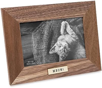 Isaac Jacobs 4x6 Wood Sentiments Cat Meow Picture Frame