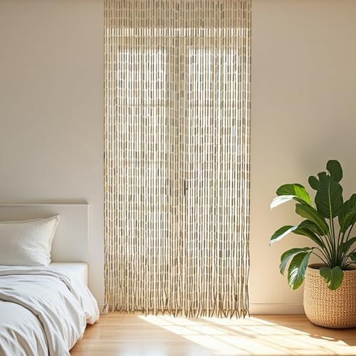 Bamboo Beaded Curtain 355 x 75 52 Strands Boho Door Divider