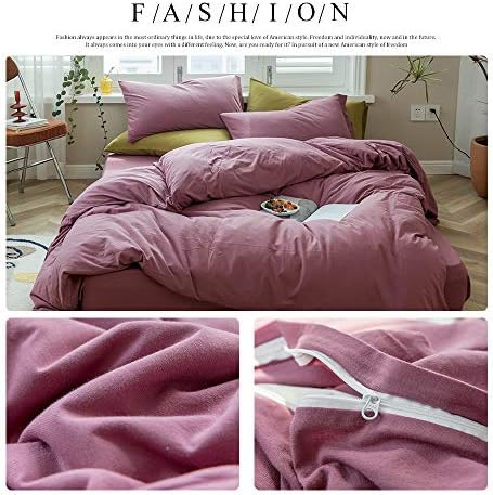 AMWAN Solid Purple Duvet Cover Queen Size