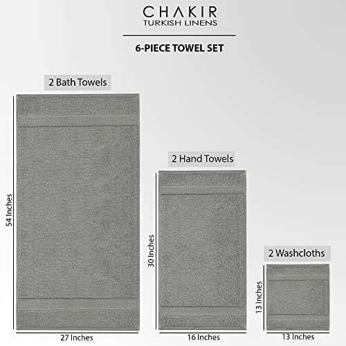 Chakir Turkish Linens Premium Cotton Towels Set Gray 6 Piece