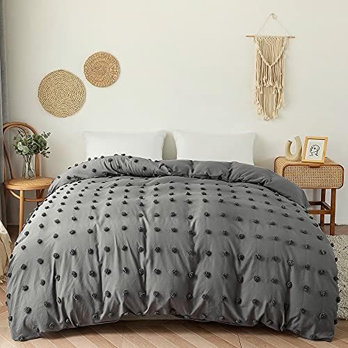 HESBITEUL Duvet Cover Twin XL with Pom Pom and Pillowcase