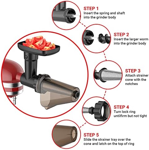 InnoMoon Fruit Vegetable Strainer and Meat Grinder for Kitchenaid Stand Mixer