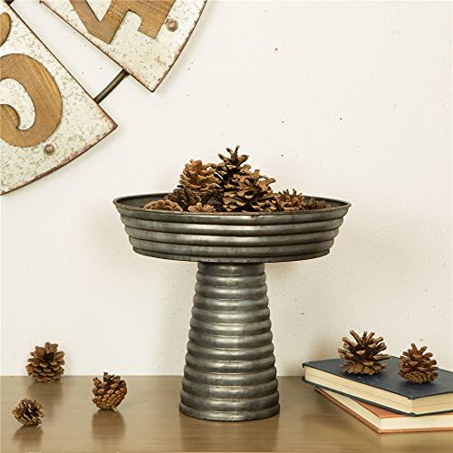 Glitzhome Galvanized Metal Serving Tray 12 Inch Diameter
