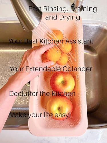 PUPZY Colander Over the Sink - Pink 8x195x28 Inches