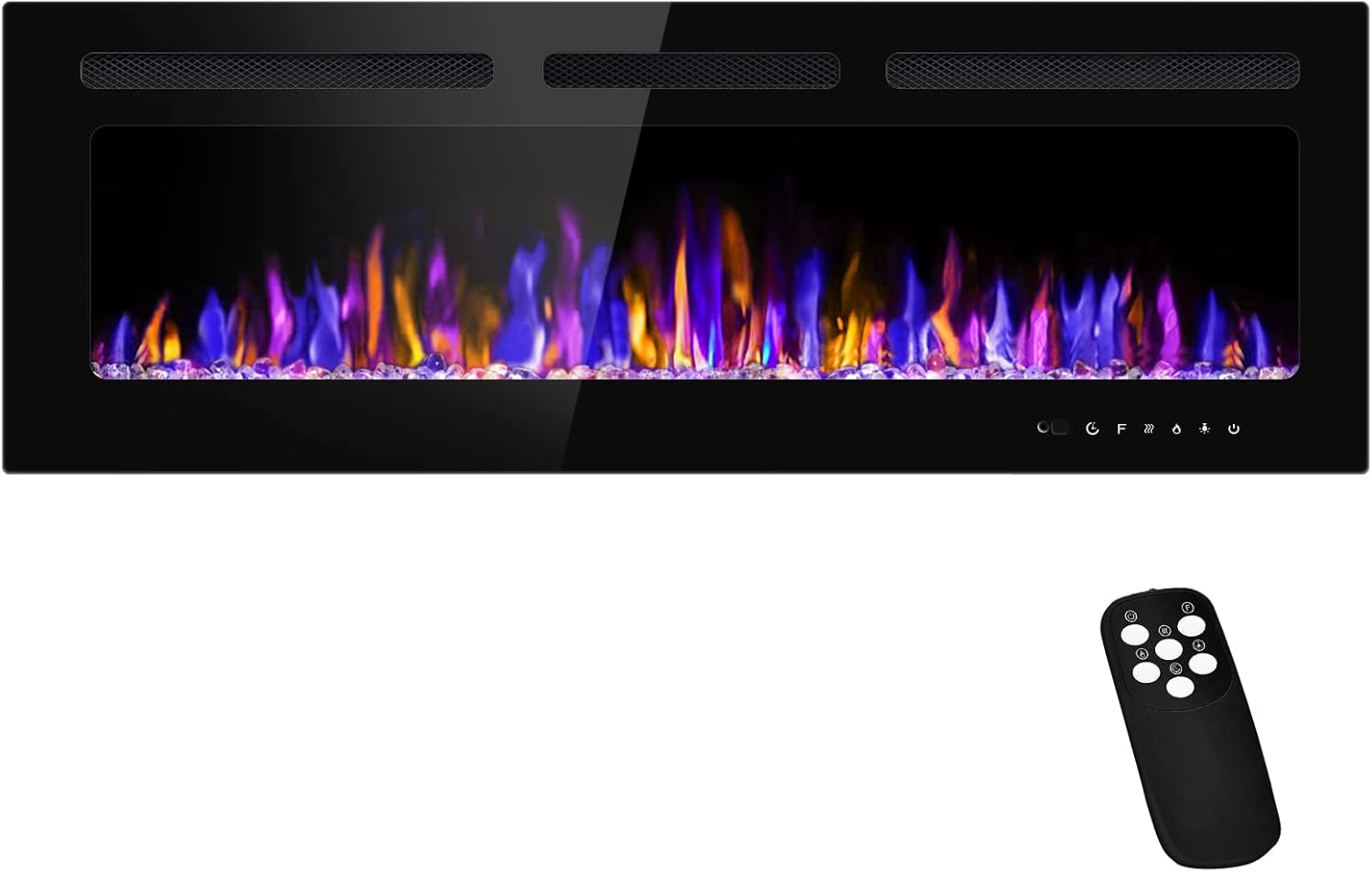 50 Inch Electric Fireplace With Remote Control and Crystal Logs