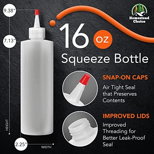 Homestead Choice 7 Pack Condiment Squeeze Bottles 16oz BPA Free