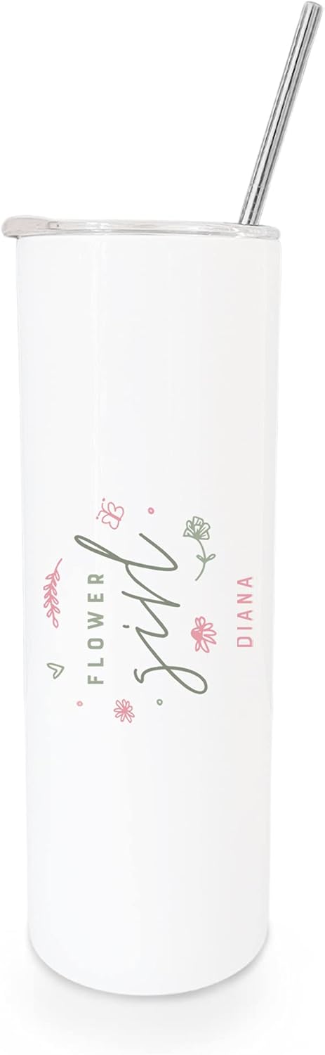 The Cotton Canvas Co Personalized Floral Flower Girl Insulated Tumbler