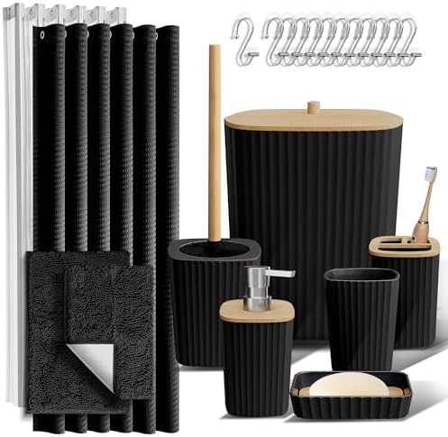 Clara Clark 22PC Black Bathroom Accessory Set
