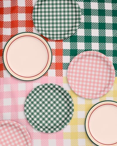 XO Fetti Camp Gingham Paper Plates 24pk 9 Inch