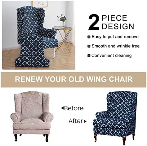 Eco-Ancheng 2 Piece Wingback Chair Slipcover