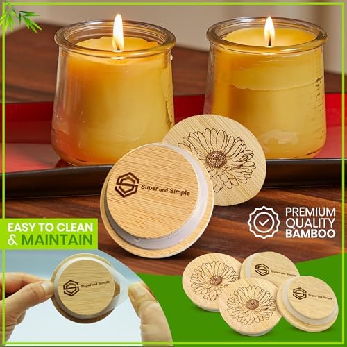 24 Reusable Bamboo Yogurt Jar Lids with Airtight Seal