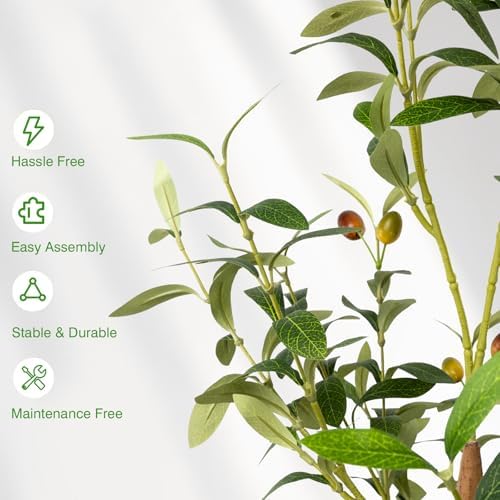6FT Artificial Olive Tree with Planter and Basket
