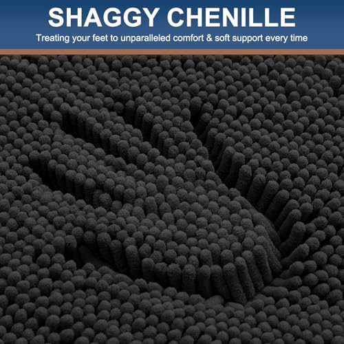 Smiry Luxury Chenille Bath Rug 30x20 Black