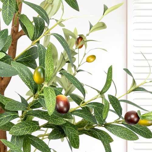 6FT Artificial Olive Tree with Planter and Basket