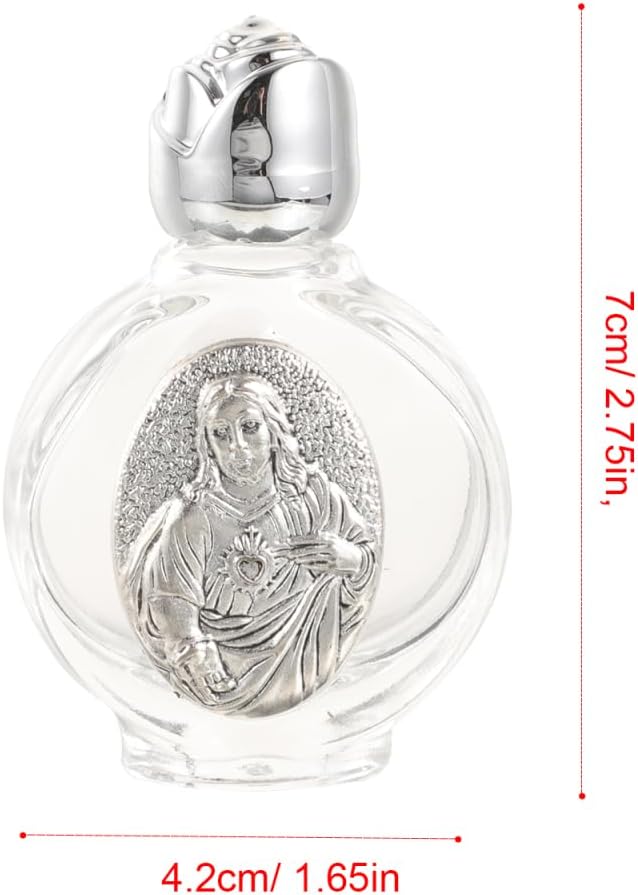 VOSAREA 2 Pack Glass Holy Water Bottles with Silver Cap