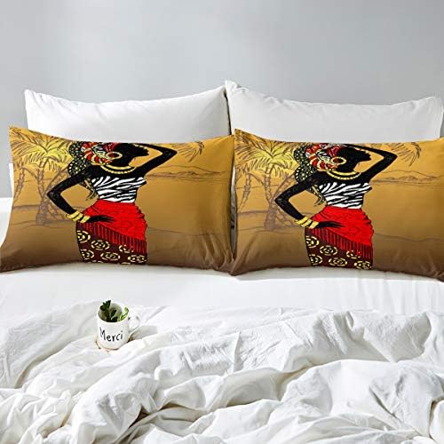 Feelyou African Woman Themed Duvet Cover Set 3Pcs King Size