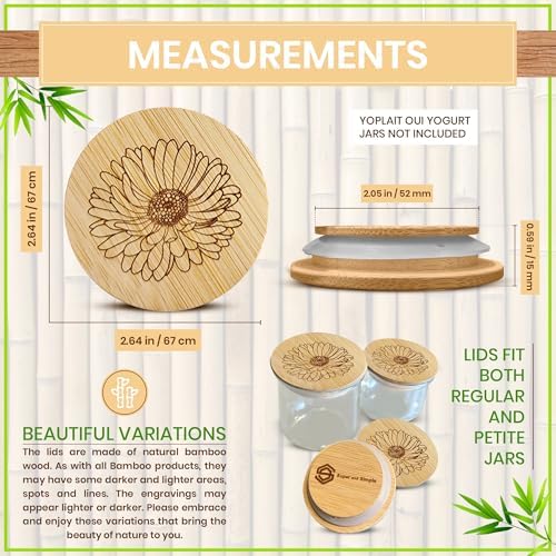 24 Reusable Bamboo Yogurt Jar Lids with Airtight Seal