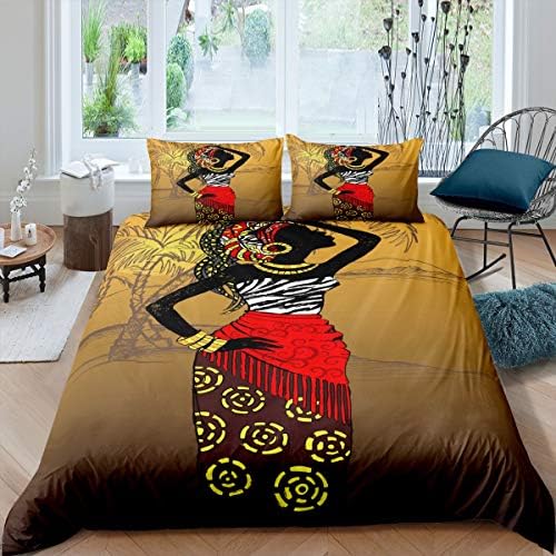 Feelyou African Woman Themed Duvet Cover Set 3Pcs King Size