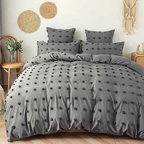 HESBITEUL Duvet Cover Twin XL with Pom Pom and Pillowcase