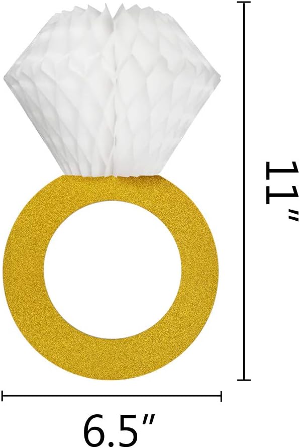 Glitter Gold Honeycomb Diamond Ring Hanging Decorations 3 Pieces