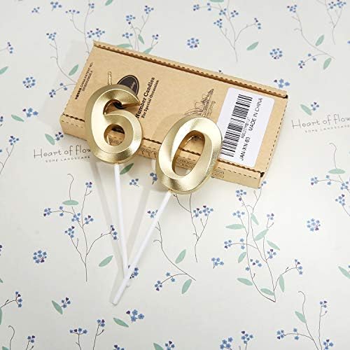 Bailym 60th Birthday Gold Number Candles Cake Topper