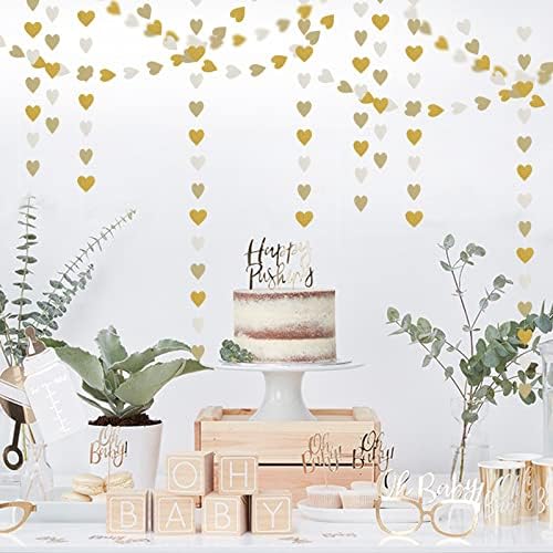 White Gold Champagne Garland Streamers 52ft Heart Decor Banners