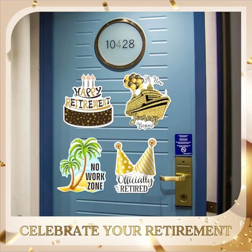 Hoteam 4 Pcs Happy Retirement Cruise Door Magnets