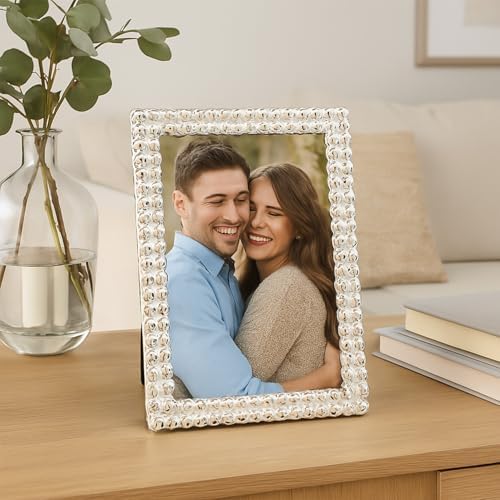 Bey-Berk Chelsea Silver-Plated Picture Frame 5x7 Beaded Design