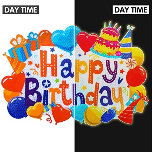 4 Piece Birthday Car Magnets with Reflective Design