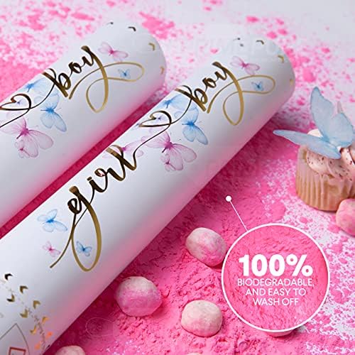 PrimePure Pink Gender Reveal Confetti Cannon 2 Pack