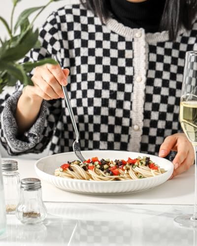 Hasense 10 Inch White Ceramic Dinner Plate Set of 6