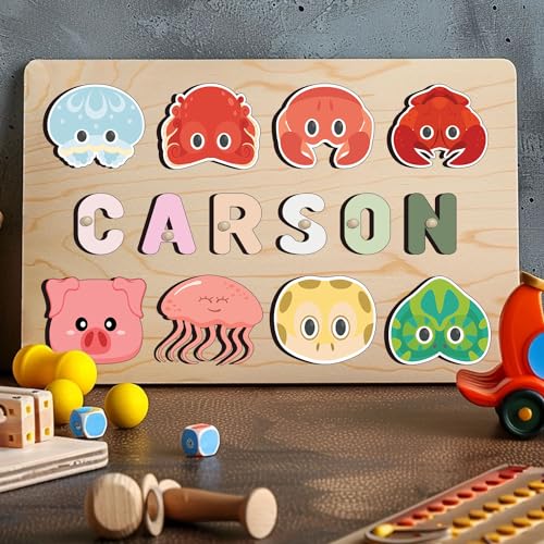 Personalized Wooden Name Puzzle for Toddlers 1-3 1