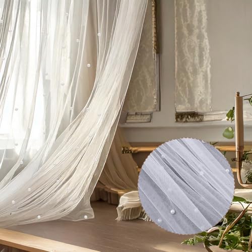 White Pearl Tulle Wedding Table Runner 118x28 Inches