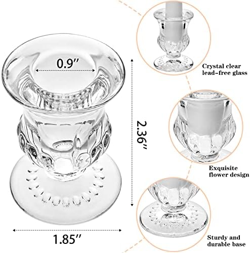Elegant Clear Glass Candle Holder Set of 6