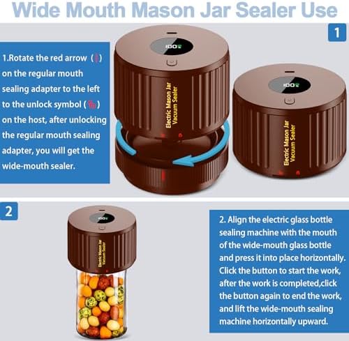 Electric Mason Jar Vacuum Sealer Kit - Brown