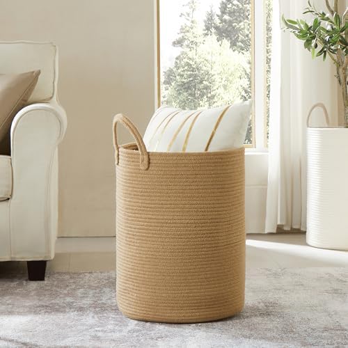 62L Jute Woven Laundry Basket for Baby Nursery Kids Room