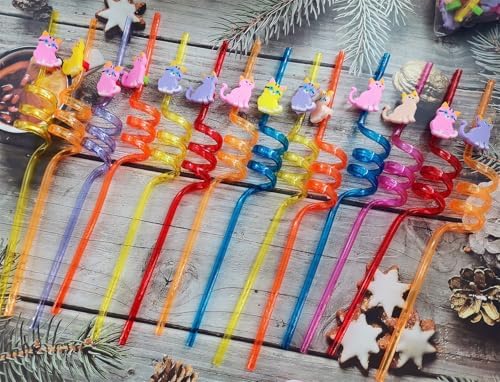 24 Pack Cat Pattern Reusable Plastic Straws for Parties