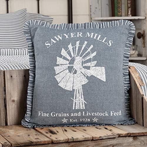 VHC Brands Sawyer Mill Windmill Blue Chambray Square Pillow 18x18
