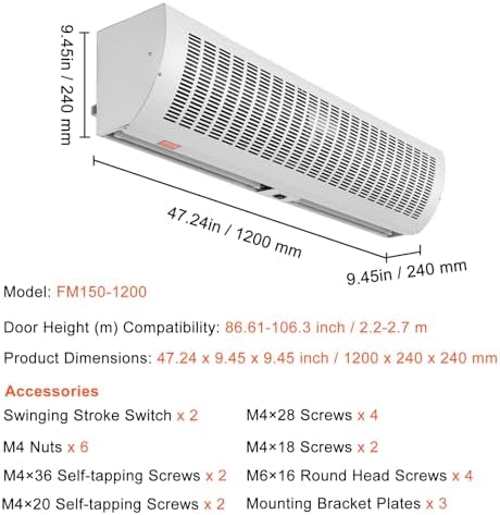 VEVOR 48 Inch Wall-Mounted Air Curtain Fan