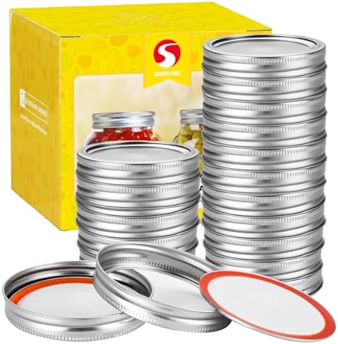 48Pcs Canning Lids and Bands for Regular Mouth Jars