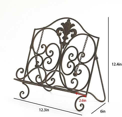 Jemeni Fleur De Lis Cookbook Stand with Antique Brown Finish