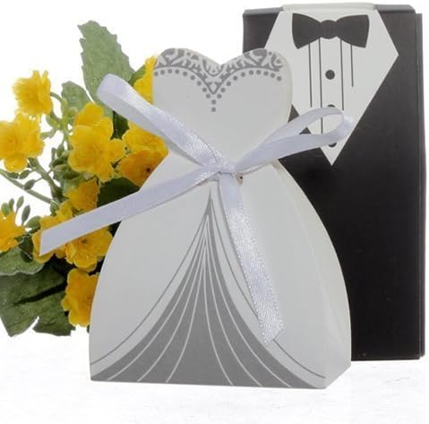 100pcs Wedding Favor Box Set with Ribbon Bow Knots