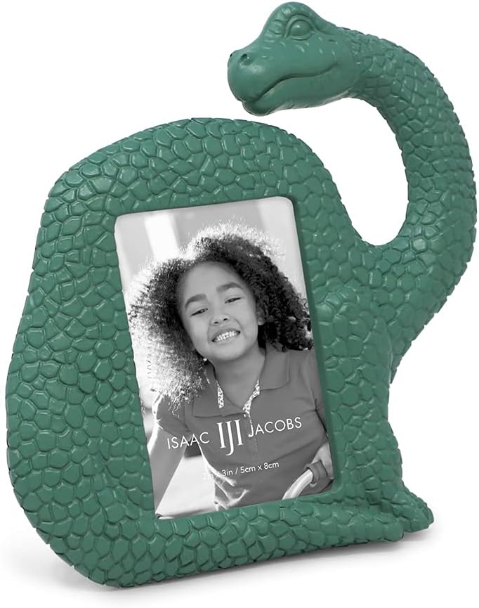 Isaac Jacobs Resin Dinosaur Picture Frame Brontosaurus Green