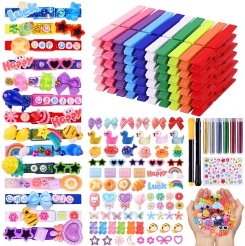 JOICEE 80PCS Wooden Cheer Pins Spirit Clips Set