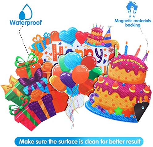4 Piece Birthday Car Magnets with Reflective Design